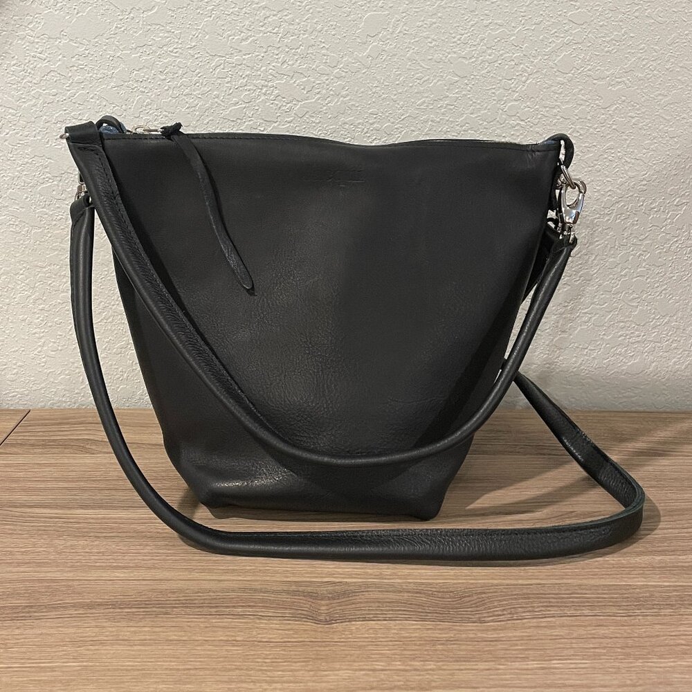 Black leather cross-body